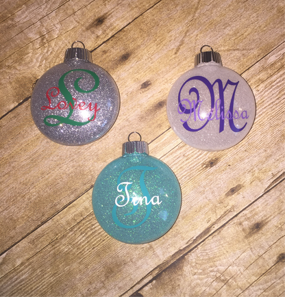 Initial and Name Ornament. Personalized Christmas Ornament